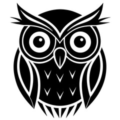Minimalist Owl Silhouette Logo with Expressive Eyes – Vector Illustration