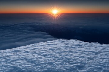 Obraz premium An amazing sunrise over a vast sea of thick fluffy clouds