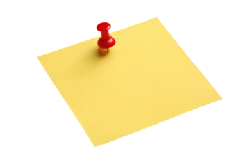 yellow note with pin on white background