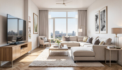 Luxury penthouse suite interior showcasing modern elegance, real estate