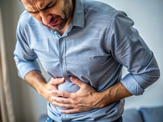 man feeling pain with stomachache