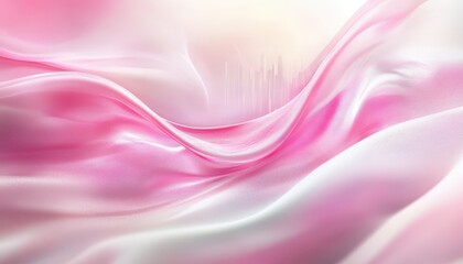 Obraz premium Pink and White Flowing Fabric with Cityscape Background