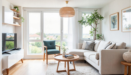 Stylish small living room design featuring natural light, space optimization