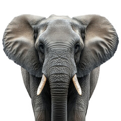 Obraz premium adult elephant with tusks looking at camera, isolate on transparent background