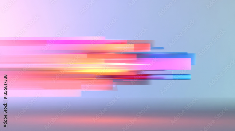 Fototapete a balanced explosion of geometric light shapes forming a spectrum of digital vibrancy and high-tech