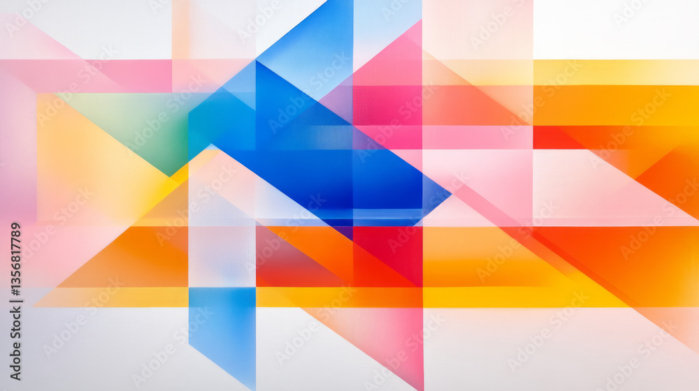 Poster A radiant abstract composition where innovation radiates from mirrored shapes and saturated lines,