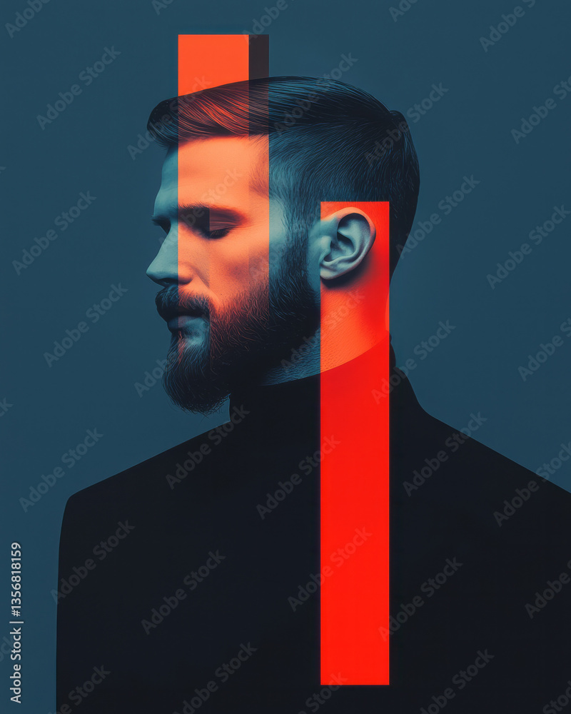 Aufkleber A harmonious head abstraction where symmetry and luminous geometry define next-level identity,