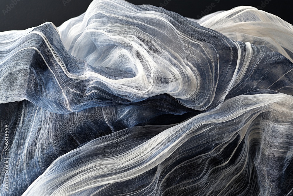 Aufkleber Soft flowing fabric with delicate textures against a dark background showcasing elegance and artistry in design