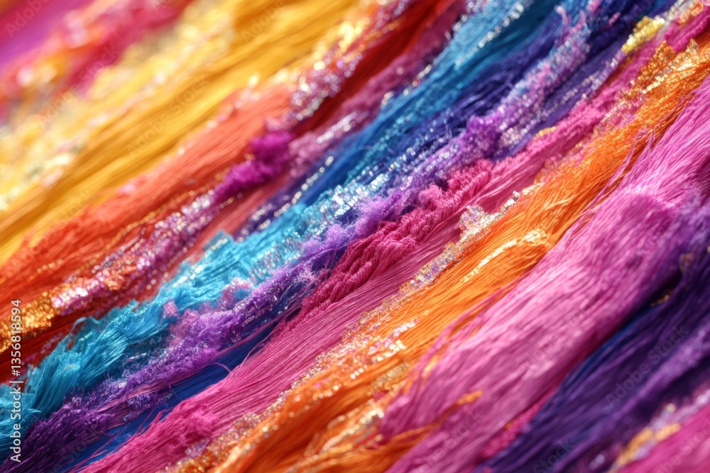 Aufkleber Colorful vibrant threads arranged in patterns displaying a stunning visual texture