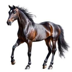 Month old dark brown andalusian horse isolated on transparent background