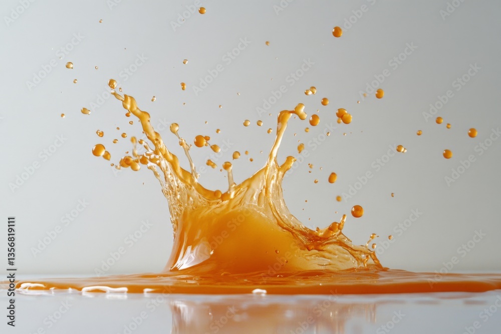 Leinwandbilder Dynamic splash of liquid creating droplets on a smooth surface in a well-lit environment
