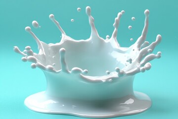 Obraz premium Milk splash creates an artistic display against a turquoise background