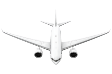 Front view of commercial airplane in flight isolated. AI generated..