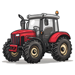 Obraz premium Powerful Red Farm Tractor Illustration Agriculture Machinery Graphics