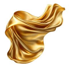 Golden silk cloth- flying isolated on transparent background