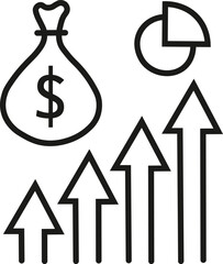 Money crime sign. Cash money, loan and mortgage outline icon