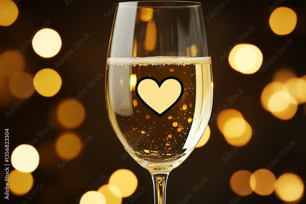 Aufkleber sparkling drink served in a glass highlighting love with a heart in the background, creating a warm 