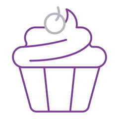Dessert Icon. Cupcake Symbol. Illustration for Sweet Treats and Bakery Product Concept.