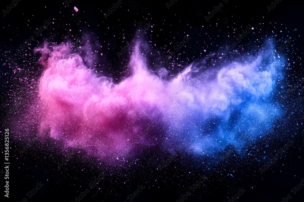 Aufkleber colorful swirling cloud of powder creating a mesmerizing abstract visual on a black background
