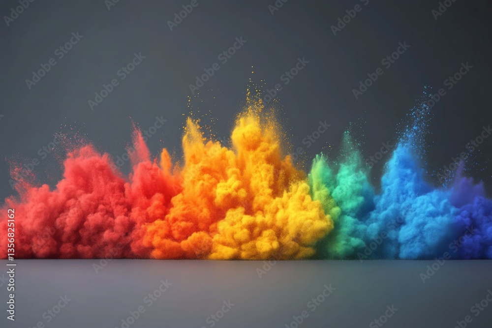 Aufkleber Vibrant explosion of colored dust creating a stunning visual display in controlled environment