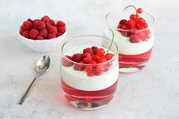 Refreshing Layered Dessert with Raspberry and Redcurrant