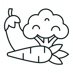 Vegetables Icon. Carrot and Broccoli Symbol. Illustration for Healthy Food and Plant-based Diet Concept.