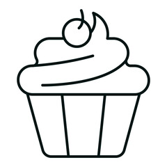 Dessert Icon. Cupcake Symbol. Illustration for Sweet Treats and Bakery Product Concept.