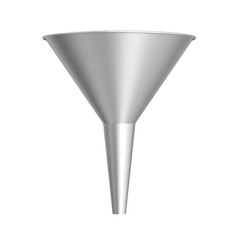 Metal funnel. Isolated. 3d illustration.