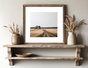 Rustic Farmhouse in Golden Wheat Field