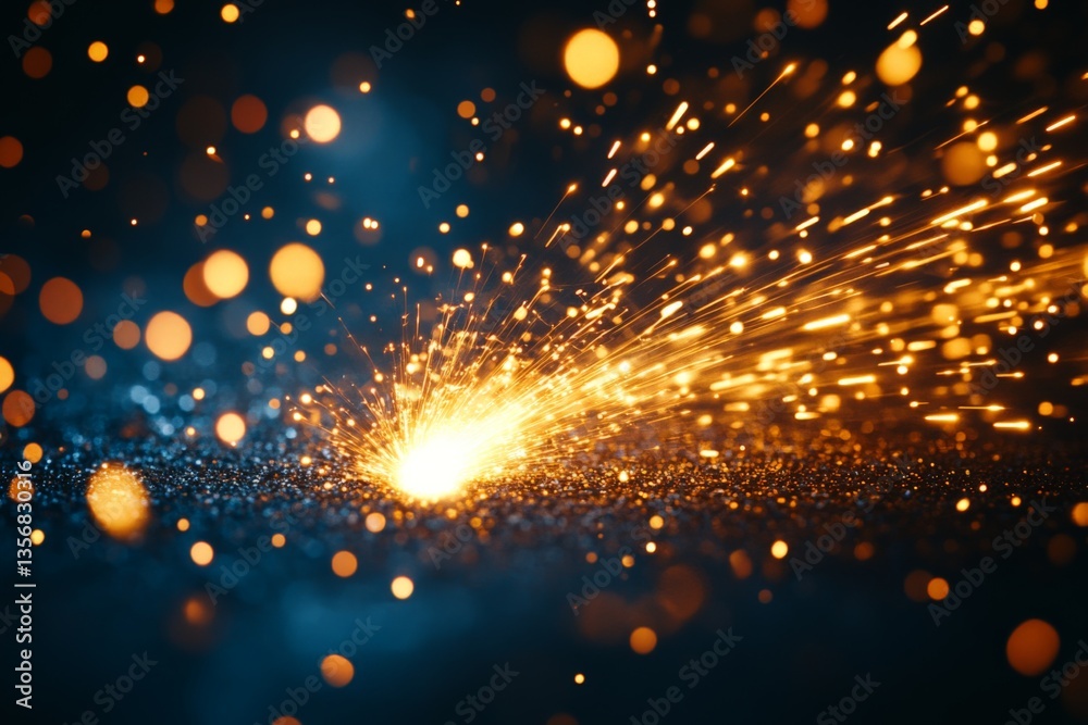 Poster Beautiful display of sparks and light in a dark setting highlighting energy and movement