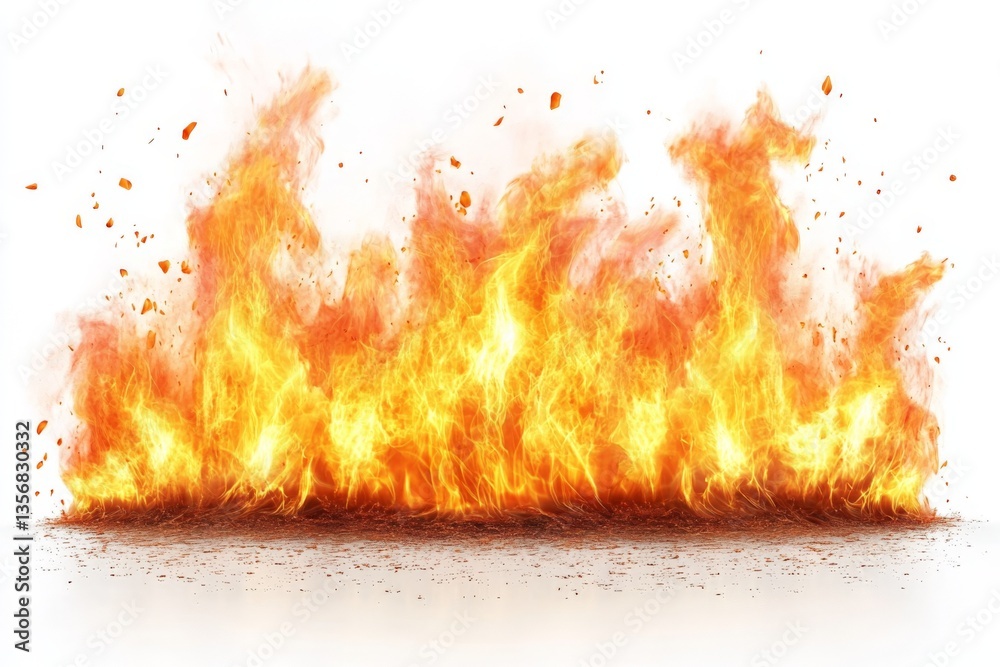 Poster flames rise high from a burning fire, creating an intense and vibrant display of heat and energy at 