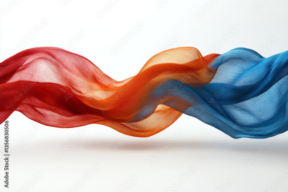 Leinwandbilder colorful flowing silk fabric creates a dynamic sense of movement and grace in a studio setting