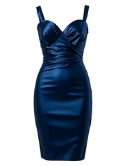 PNG Elegant midnight blue satin cocktail dress isolated white and transparent background
