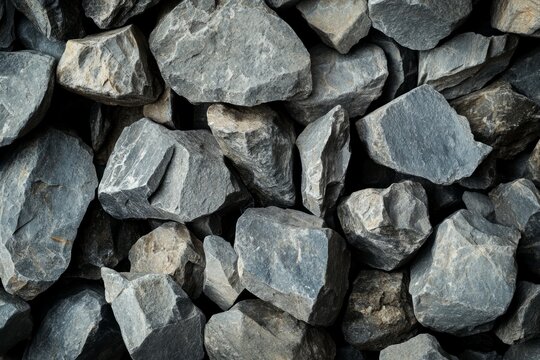 Pile of dark rocks with textured surface. Neural network AI generated