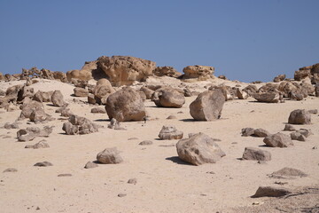 Rock Garden in Duqm, featuring a unique landscape of rock formations in various shapes and sizes, Oman