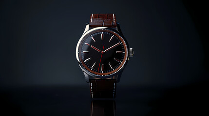 Timeless Elegance: A close-up showcases a luxurious watch against a dark backdrop, highlighting its sleek design and meticulous craftsmanship. A symbol of precision and style.