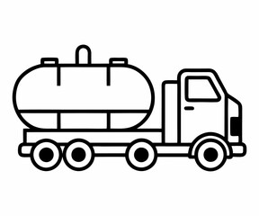 Simple Line Art Illustration of a Tanker Truck