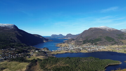 Norwegian Fjord in spring near Alesund.