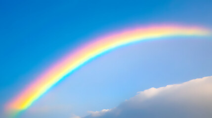 photo of a rainbow in a bright blue sky during a sunny day