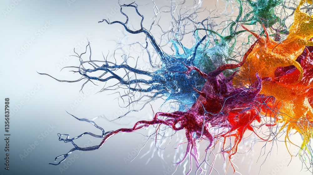 Poster Creative abstract visualization of neural connections in a stunning colorful digital environment
