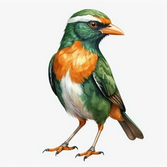 Vibrant Green and Orange Bird