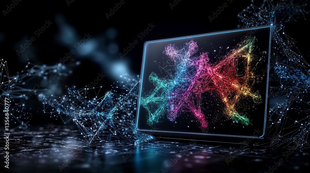 Aufkleber dynamic digital artistry abstract visualization virtual space graphic design futuristic environment 