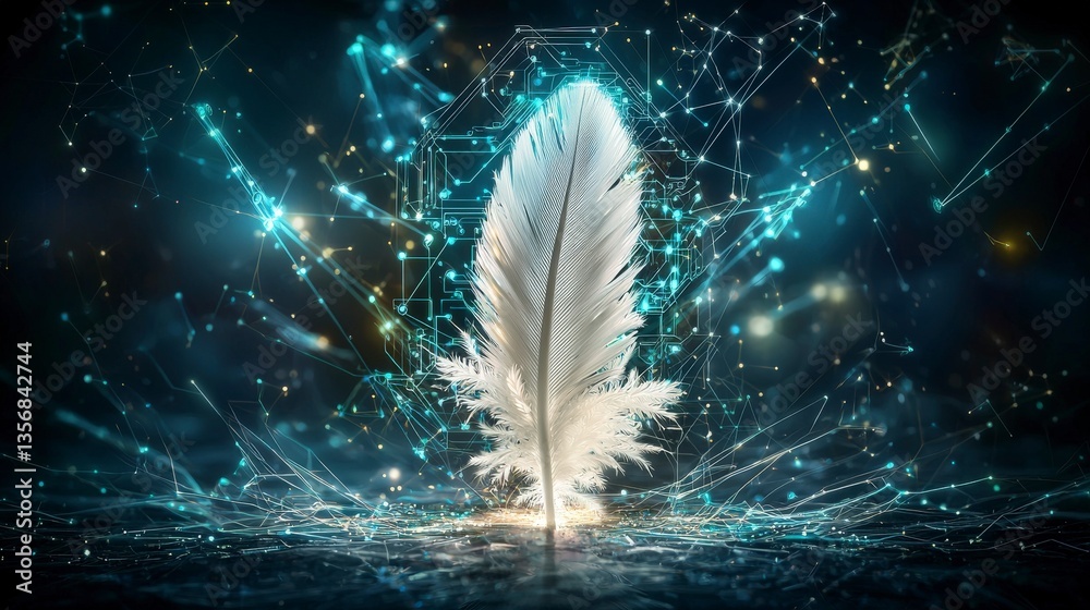 Poster Digital transformation in creative writing virtual space image art futuristic environment abstract viewpoint