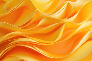 Obraz premium 3d render of yellow paper waves. Close-up abstract background. Abstract background with paper waves, modern wallpaper with yellow orange wavy folds. MZ