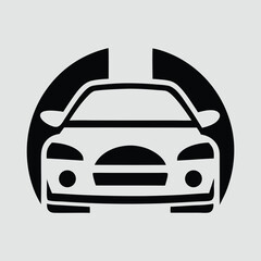 Modern Automotive Logo Featuring Stylized Black and White Car with Abstract Tunnel Design