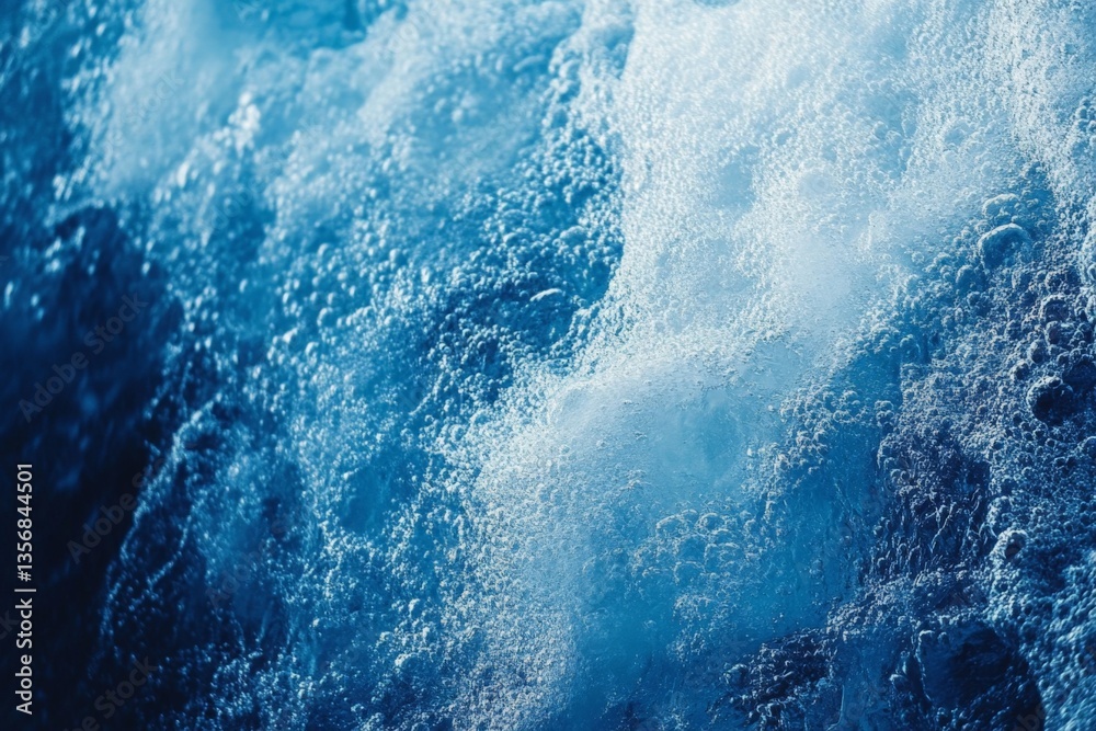 Aufkleber Dynamic crashing waves create a mesmerizing display of foam and water droplets in a coastal setting during daylight