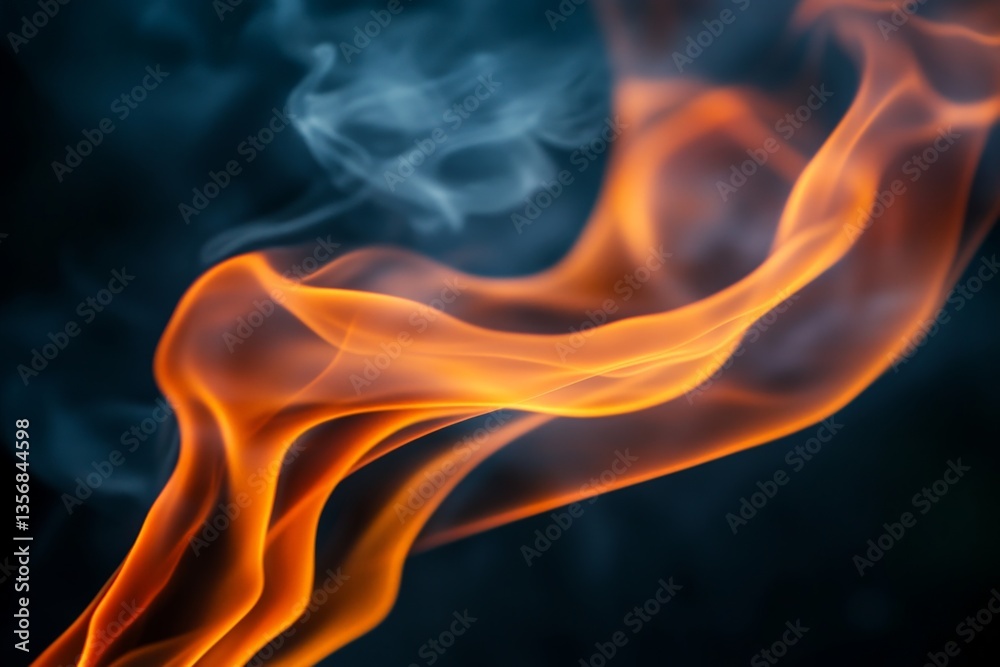 Poster colorful fire smoke swirls through the darkness, creating an abstract visual experience
