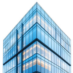 Obraz premium Modern Glass Building Corner Night View Illuminated Offices isolated on transparent background