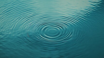 Circular ripples expanding on calm water surface