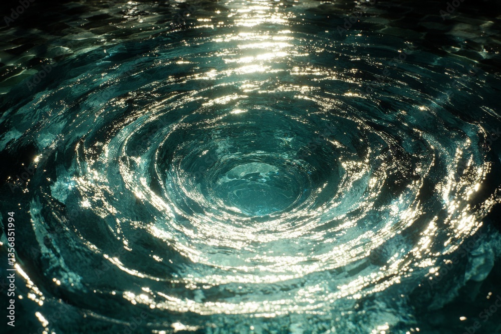 Poster rippling water surface reflecting light in an abstract pattern during daytime hours